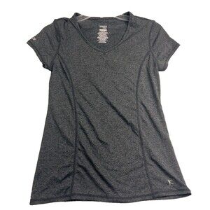 Danskin Now Womens Size S Gray Athletic Top Dri More Short Sleeve Workout